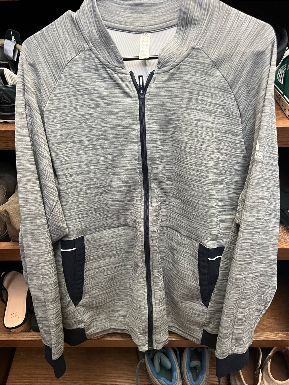 adidas Women’s grey  Full-Zip Jacket with Contrast Trim/ great for golf